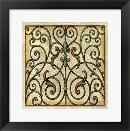 Framed Crackled Decorative Gates I Print