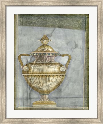 Framed Small Urn And Damask II Print