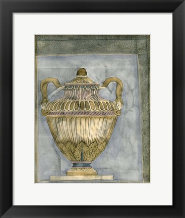 Framed Small Urn And Damask III Print