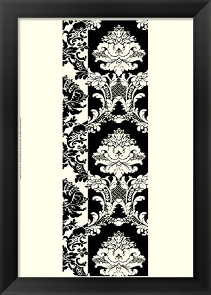 Framed Damask In Black And Cream II Print