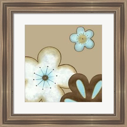 Framed Small Pop Blossoms In Blue I Print