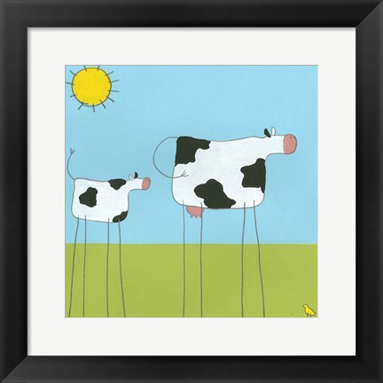 Framed Stick-Leg Cow I Print