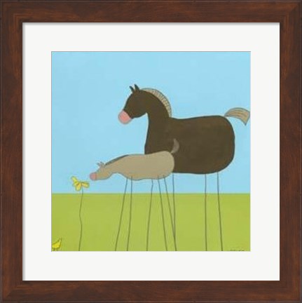 Framed Stick-Leg Horse II Print
