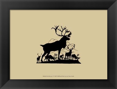 Framed Elk Silhouette V Print