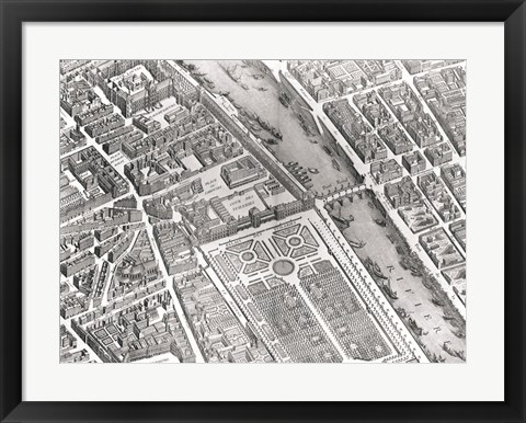 Framed Plan Of Paris, 1730 (Iv) Print