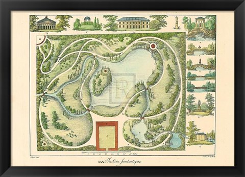 Framed Garden Design II Print