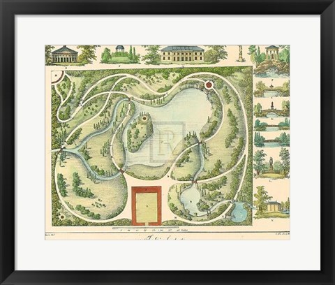 Framed Garden Design II Print