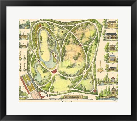 Framed Garden Design III Print