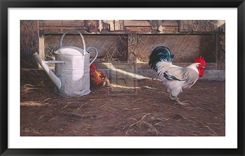 Framed Rooster And Watering Can Print