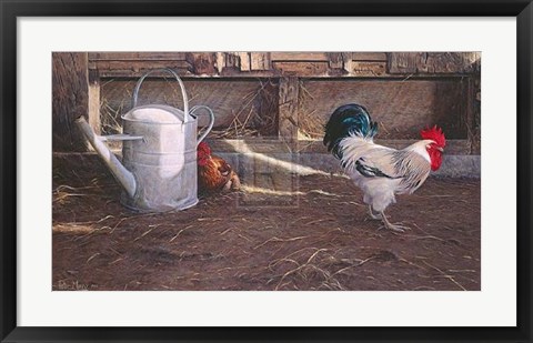 Framed Rooster And Watering Can Print