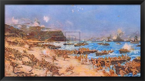 Framed Landing At Anzac, 25Th April 1915 Print