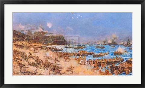 Framed Landing At Anzac, 25Th April 1915 Print