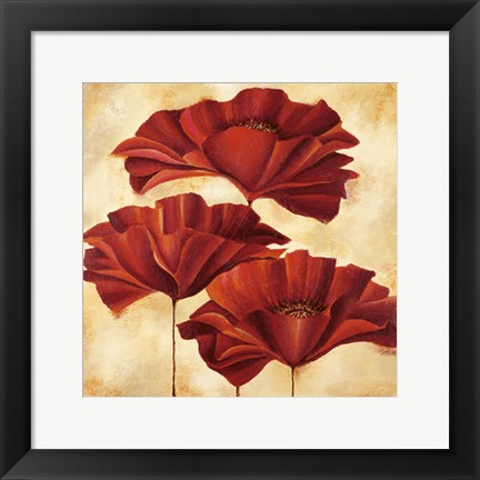 Framed Three Poppies II Print