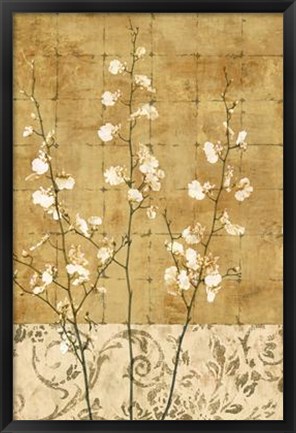 Framed Blossoms In Gold II Print