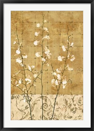 Framed Blossoms In Gold II Print