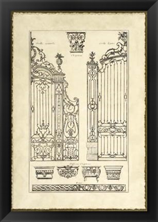 Framed Vintage Ornamental Gate I Print