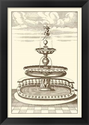 Framed Courtyard Fountain I Print