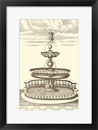 Framed Courtyard Fountain I Print