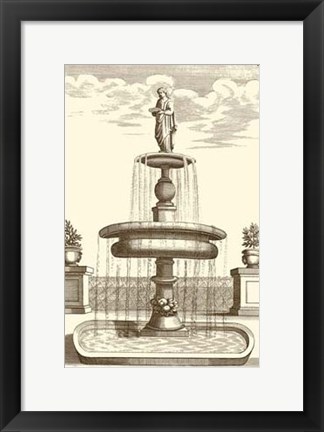 Framed Courtyard Fountain II Print