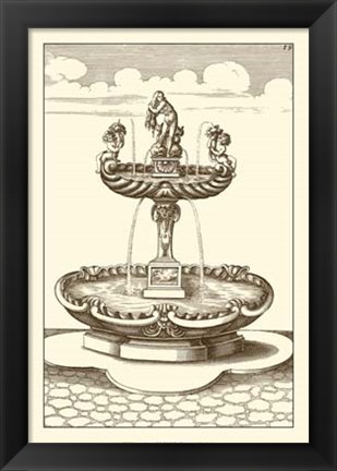 Framed Courtyard Fountain III Print