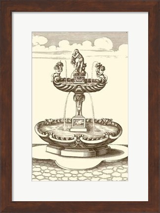 Framed Courtyard Fountain III Print