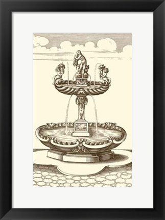 Framed Courtyard Fountain III Print