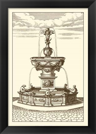 Framed Courtyard Fountain IV Print