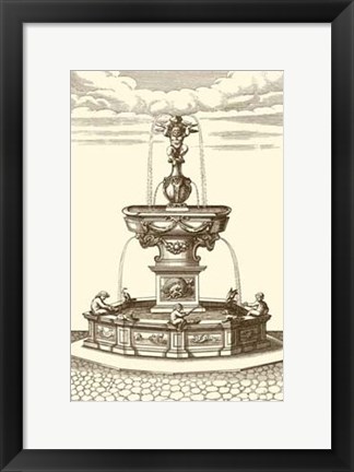 Framed Courtyard Fountain IV Print