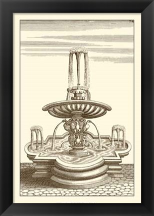 Framed Courtyard Fountain V Print