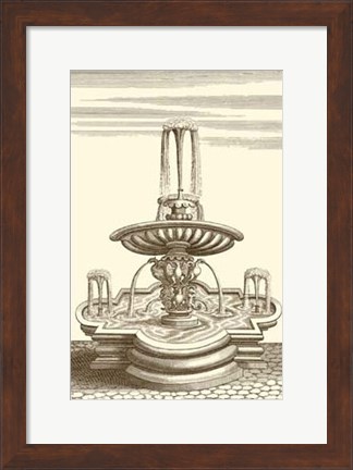 Framed Courtyard Fountain V Print