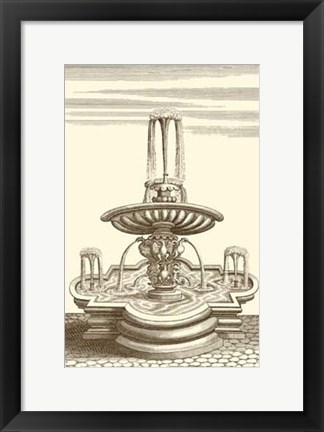 Framed Courtyard Fountain V Print