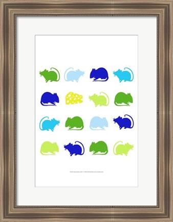 Framed Animal Sudoku in Blue V Print