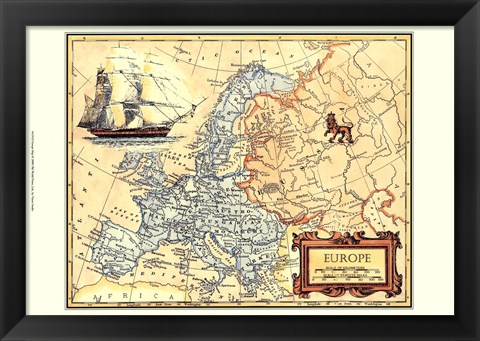 Framed Europe Map Print