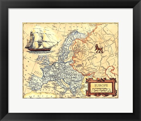 Framed Europe Map Print