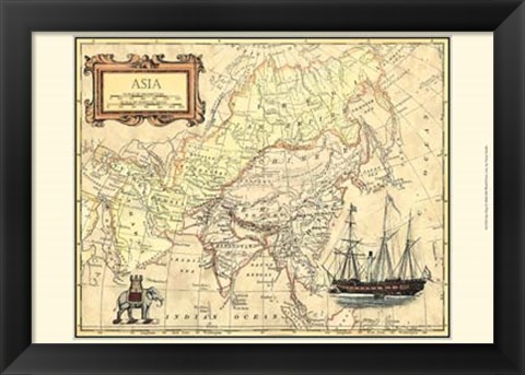 Framed Asia Map Print