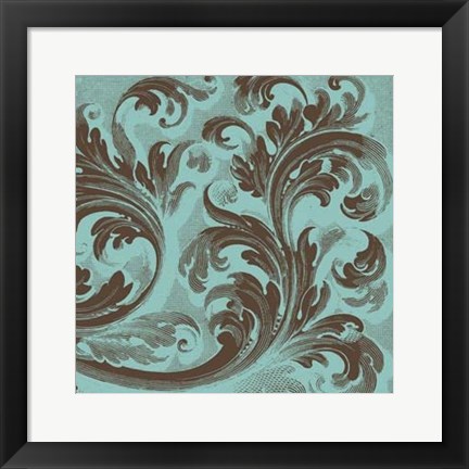 Framed Azure Acanthus III Print