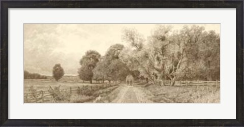 Framed Country Road Sepia Print