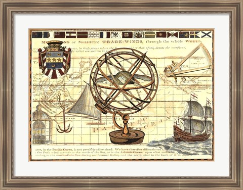 Framed Nautical Map I Print