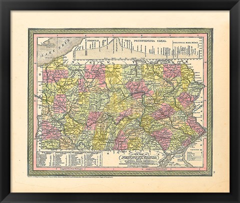 Framed New Map Of Pennsylvania Print