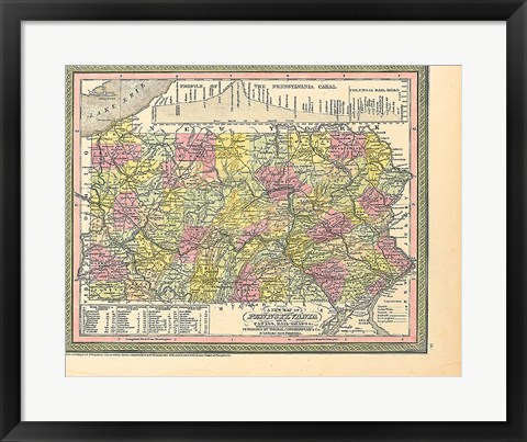 Framed New Map Of Pennsylvania Print