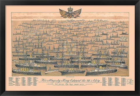 Framed His Majesty King Edward VII, Navy - &#39;On Which The Sun Never Sets&#39; Print