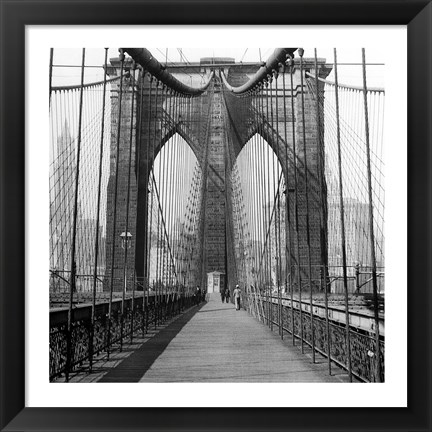 Framed Brooklyn Bridge, Sunday AM Print