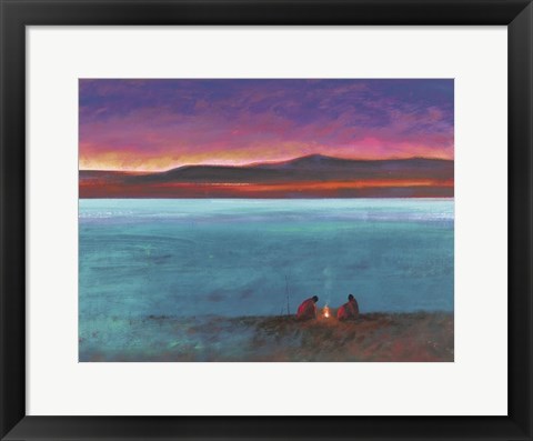 Framed Dusk At Lake Turkhana Print