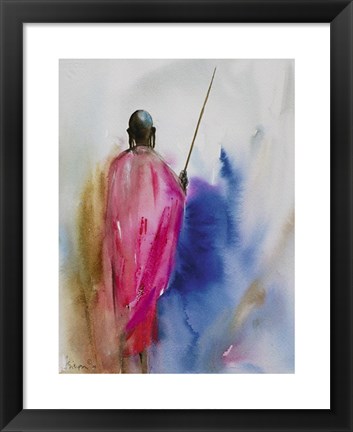 Framed Masai Herdsman Print