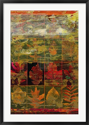 Framed Leaves In A Row III Print