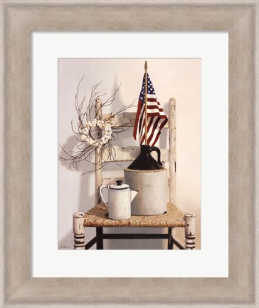 Framed Chair With Jug and Flag Print