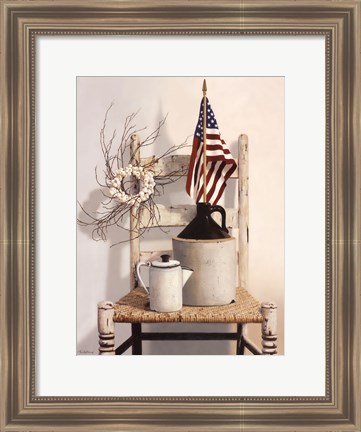 Framed Chair With Jug and Flag Print