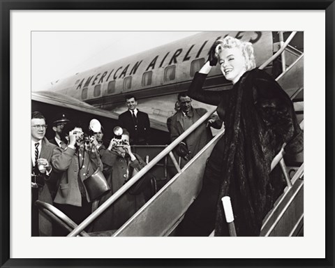 Framed Marilyn Monroe Boards Airplane, New York 1956 Print