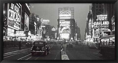 Framed Times Square at Night, NYC 1938 Print