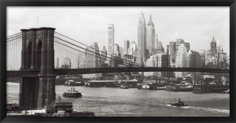 Framed Lower Manhattan &amp; the Brooklyn Bridge, 1937 Print